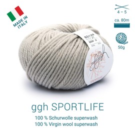 ggh Sportlife Box | 300 g Set (6 x 50 g) | 100% Soft Natural Fibre Virgin Wool in Many Colours | Colour 021 - Light Beige