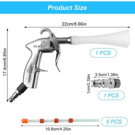 Druckluft Reinigungspistole, Druckluftpistole, Luftpistole Ausblaspistole Druckluft, 6-9,2 Bar Pressluftpistole mit 5 Schlauch, Entfernt sie Effektiv Schmutz Bei der Autoinnenreinigung
