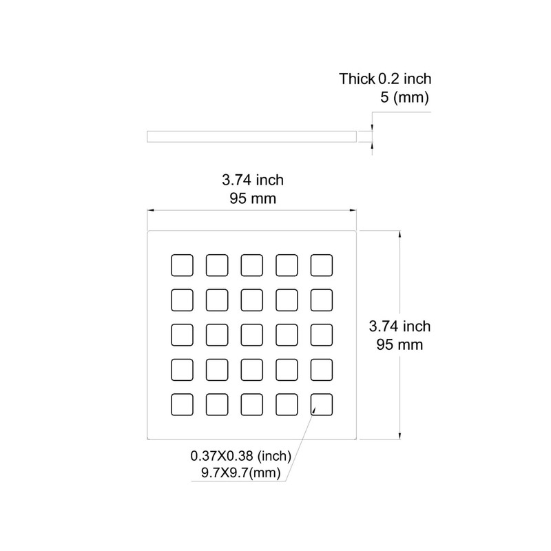 Holge 3.75 Inch Square Shower Drain Cover 5mm Thick Floor