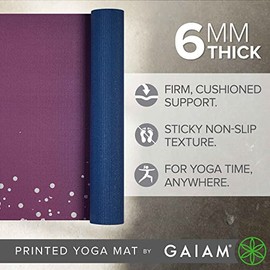 Gaiam Yoga Mat - Premium 6mm Print Extra Thick Non Slip Exercise & Fitness Mat for All Types of Yoga, Pilates & Floor Workouts (68"L x 24"W x 6mm Thic