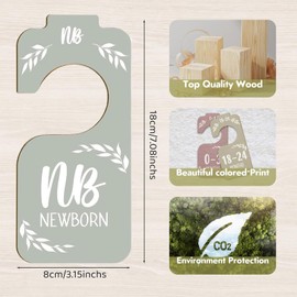 xutong 9Pcs Wooden Baby Closet Dividers,Baby Clothes Organizer,Wooden Double-Sided Baby Clothes Size Hanger Organizer,for Baby Clothes Sorting & Nursery Decor(8Pcs Baby Dividers & 1 Cloth Bag