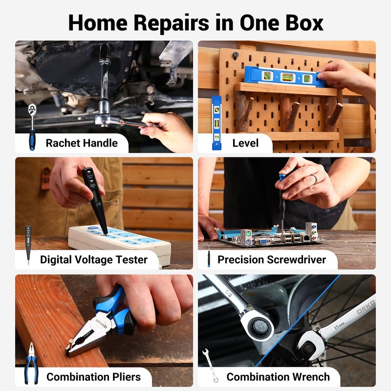 Tool Set: Tool Kit with 12V Cordless Drill, Hand Toolbox