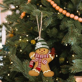 CENCERY 24PCS Wooden Gingerbread Man Christmas Tree Decorations, Vintage Xmas Ornaments for Holiday Party Festive Crafts