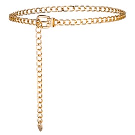 Vin Beauty Chain Belt Gold Women's Belt Gold Chain Belt Adjustable Waist Chain, Thin Waist Skirt Belt for Women, Golden Belly Chain Waist Chain Belt for Women