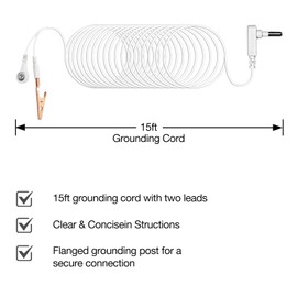 CYANTEKOMS - Grounding Wire, 15ft Universal Grounding Cord for Grounding Products, Replacement Accessories for Grounding Board, Mat, Blanket