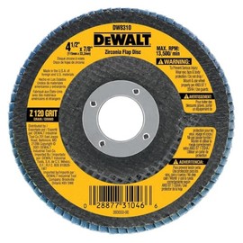 DEWALT DW8310 4-1/2" x 7/8" 120 Grit Zirconia Angle Grinder Flap Disc