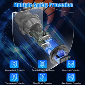 Unbranded 12V QC3.0 Dual USB Car Fast Charger Socket Power Outlet LED Voltmeter Waterproof