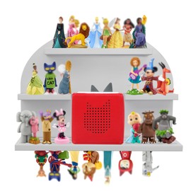For Tonies Figures Shelf Magnetic,for Tonie box Wall Shelves,for Tonies Characters Organizer,Audio Toy Storage (Holds 45 Figurine),Compatible Charging Station for Kid's Room,Pine,Arch,Large,Gray White