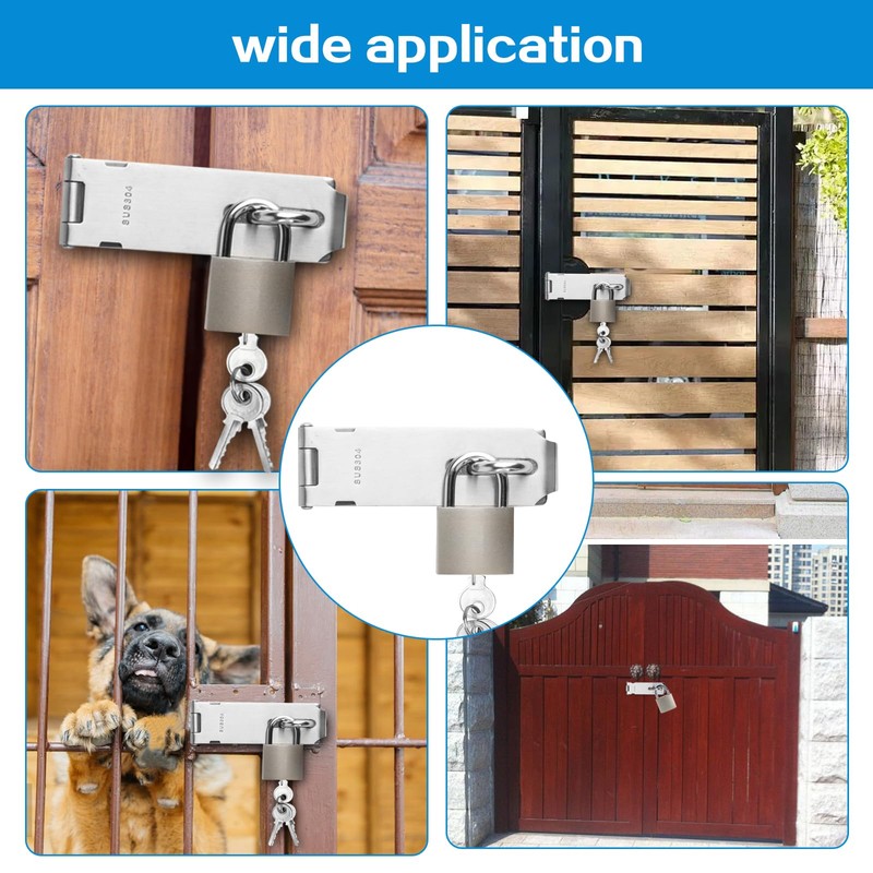 2 Set Sliver 5 Inch Stainless Steel Padlock Hasp, Door