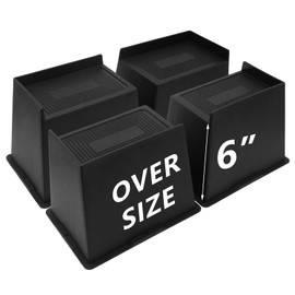 HANIHUA 4 Pack Bed Risers 6 inch Heavy Duty, Oversized Furniture Risers, Extra Wide Bed Lifts Risers for Table, Sofa, Dorm Twin XL, Couch, Desk, Bed Frame Risers Supports Up to 6,500 Lbs