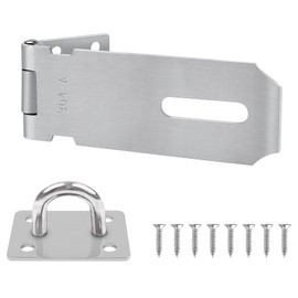 Yeepeo Padlock Hasp and Staple 5 Inch, Stainless Steel Shed Lock Hasp Heavy Duty Shed Door Latch Clasp Lock Padlock Staple Gate Lock Latch Security Hasp Staple Lock for Door Shed Window Cabinet