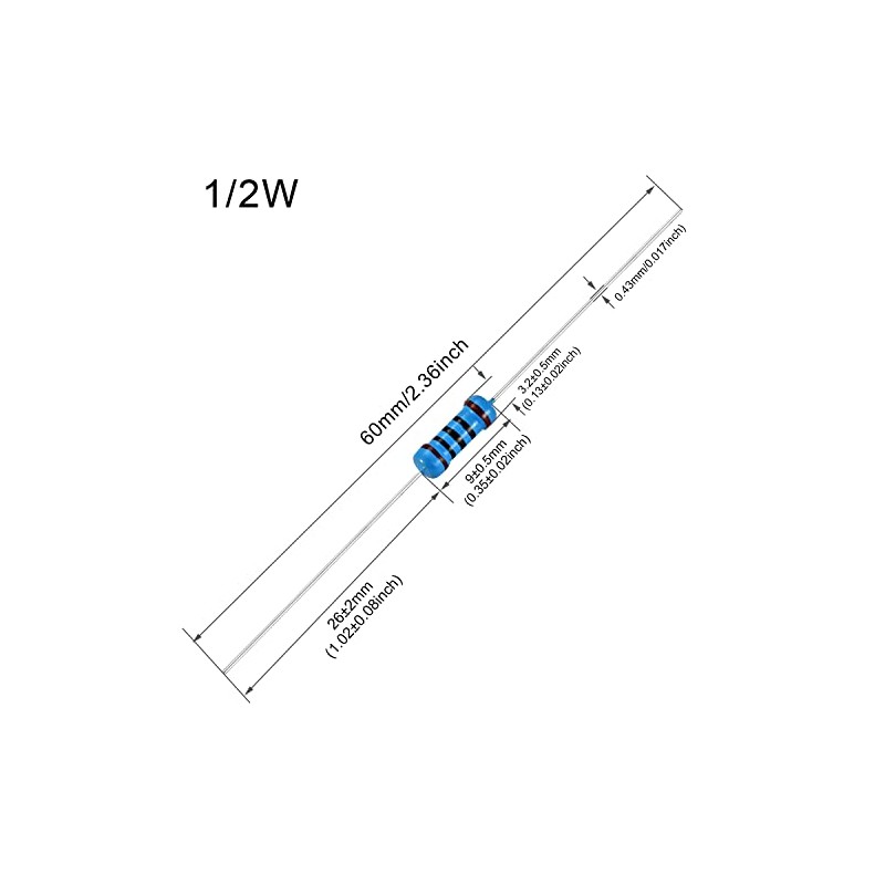 EDGELEC 100pcs 1K ohm Resistor 1/2w (0.5Watt) ±1% Tolerance Metal