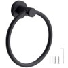Towel Holder, Black Frosted Wall-Mounted Towel Ring in 304 Stainless