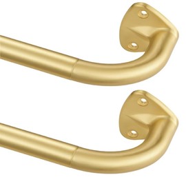 Curtain Rods 2 Pack, Brass Curtain Rods for Window 48 to 84 Inches, Room Darkening Curtain Rod, 3/4 Inch Diameter Wrap Around Design Single Drapery Rod, Adjustable Blackout Curtains Rod for Window