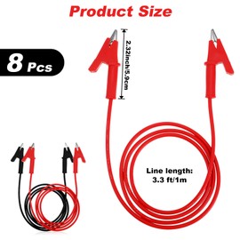 Pafeooui 8 Pcs 14 Gauge Jumper Wires, Alligator Clip to Alligator Clip Electrical Test Leads Set, 3.3 Ft Silicone Flexible Cable for Multimeter Automotive