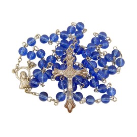 Catholic Brands Dark Blue Acrylic Prayer Bead Rosary with Adoring Madonna Centerpiece, 20 Inch