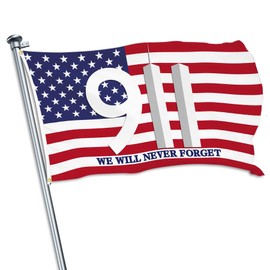 Punejapur 3x5 Ft 911 Never Forget Flag Remember 9/11 Patriotic Day Flag for House Memorial Banners Decor for Indoor Outdoor
