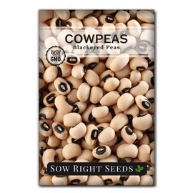Sow Right Seeds - Black Eyed Cowpea Seeds for Planting - Non-GMO Heirloom Packet with Instructions to Plant a Home Vegetable Garden - Old Fashioned Bush Bean Variety - Extra Lucky (1)