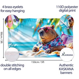 Capybara Flag – Large Funny Flag – 110D Polyester – Double stitched – 4 brass grommets, large 90x150 cm (5 x 3 feet)