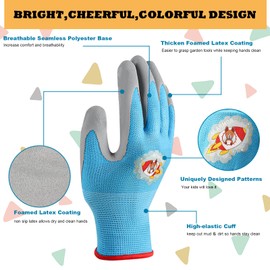 SLARMOR Kids Gardening Gloves for Age 2-3, Age 4-5, Age 6-13,Childrens Garden Gloves Non-Slip Work Gloves, Kids Gardening Work Gloves,Foam Rubber Coated Gardening and Work Gloves for Girls and Boys