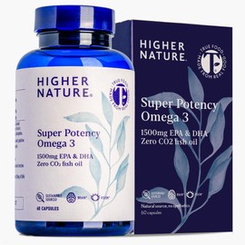 HIGHER NATURE Higher Nature - Omega 3 2000mg with 1000mg EPA & 500mg DHA Per Serving - Super Potency Omega 3 True Food? Formula Fish Oil Supplement - Supports Eye, Brain & Heart Health - 60 Capsules