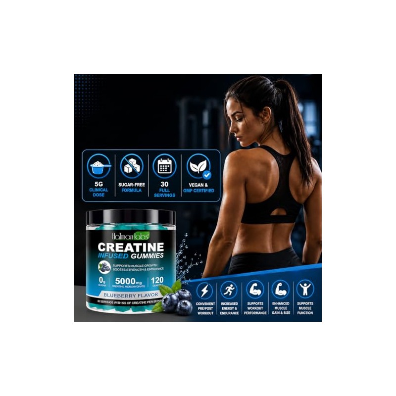 Creatine Gummies 5000mg – 120 Max Strength Creatine Monohydrate Chews