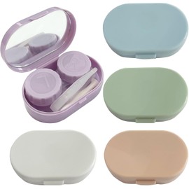 Juego de 5 fundas para lentes de contacto, bonita funda de contacto colorida con herramienta para quitar pinzas de espejo, kit de almacenamiento para lentes de contacto al aire última intervensión para viajes y hogar