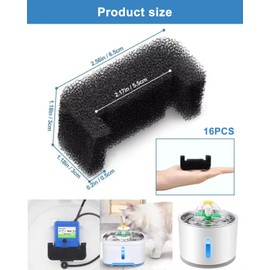 FUGLUS 16 Stück Katze Trinkbrunnen Schwamm Schaum Filter, Schwammfilter für Katzenbrunnen Filter, Ersatz Haustierbrunnen Wasserbrunnen Schaumstofffilter für Haustier Hund Katze Brunnen