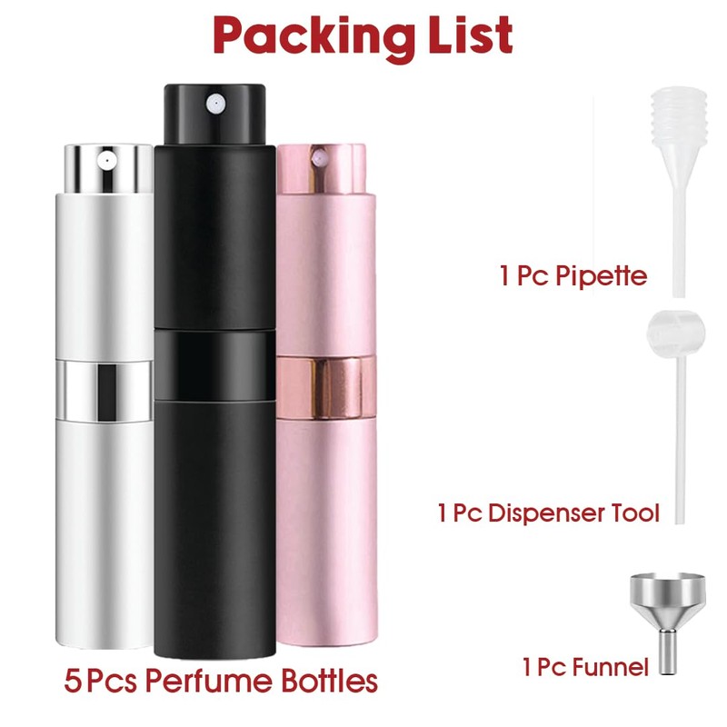 RUZAR 8ml Perfume Atomizer,3 pcs Perfume Travel Refillable Bottle, Empty