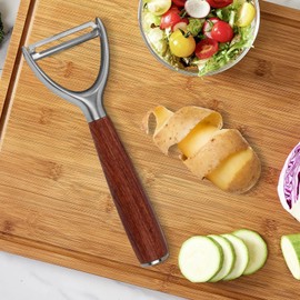 SOPHREPT Premium Stainless Steel Potato Peelers, Ultra Sharp Blades, Heavy-Duty Fruit Peeler with Comfort Wood Handle, Durable Vegetable Peeler, No Rust, Style 2