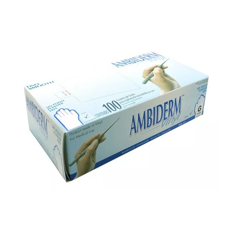 Ambiderm Guante De Vinil Libre De Polvo Ambiderm C/100 Pzas
