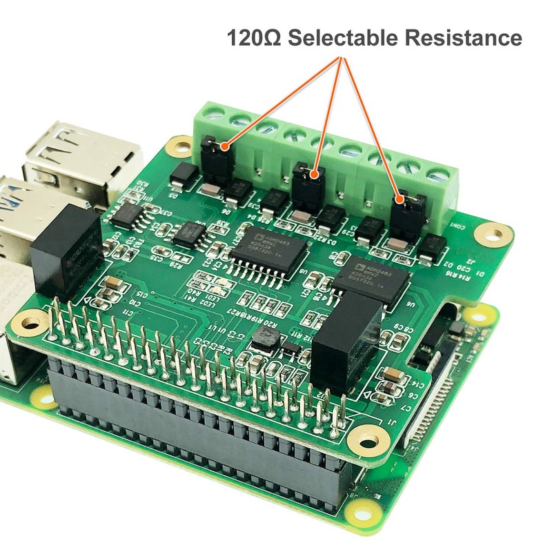 RS485 CAN HAT para Raspberry Pi Via SPI Onboard 1