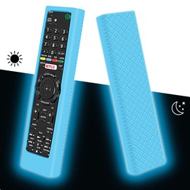 Mydrissu Silicone Protective Case for Sony RMT-TX100 RMT-TX102 RMT-TX200 RMF-TX300 Bravia Smart TV Remote Cover Replacement Holder Covers for Sony RMF-TX310 Universal Remote Control (Glow Blue)