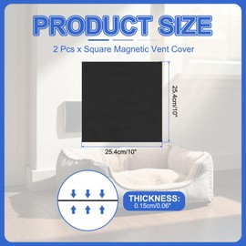 PATIKIL Square Magnetic Vent Covers 10x10 Inch, 2 Pcs Floor Air Vent Blocker Covers Register Sound Proof Cover for Home Floor Wall Ceiling, Black