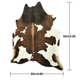 Easycozy Faux Cowhide Cow Print Rug: 4.6 x 5.2 Western Decor Faux Cowhide, Thickened Cow Print for Bedroom, Living Room, Home Office Decor