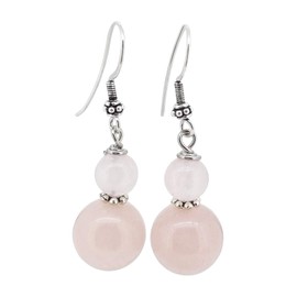 TreasureBay Handmade Natural Gemstone Drop Earrings for Women Girls with 925 Sterling Silver Hooks Gemstone Quartz, Gemstone, Quartz