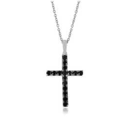 FANNIY Women Moissanite Cross Necklace 925 Sterling Silver Pendant Necklace Wedding Christmas (16+2'' Adjustable Chain)