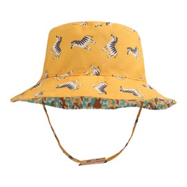 Zsedrut Summer Baby Girl Bucket Hat Infant Toddler Sun Hats Boys Double-Side Wear Beach Hats 3months-6years (46cm, Yellow Zebra)