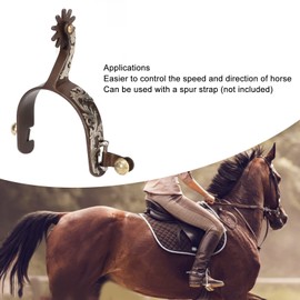 Fockety 1 par de Espuelas de Caballo, Vintage Bronce Acero de bajo Carbono Tallado a Mano Flores Western Cowboy Spurs con Engranaje Giratorio, Profesional No óxido Caballo Bota Espuelas