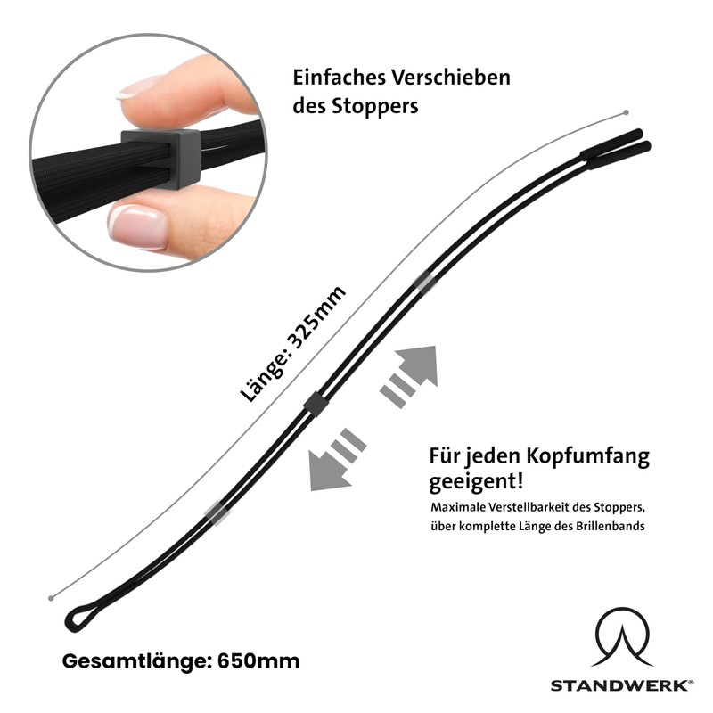 STANDWERK® Basic Glasses Strap with Reliable Hold – Sports Glasses