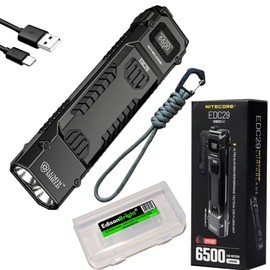 Nitecore EDC29 6500 Lumen USB Rechargeable Flat Slim Body LED Flashlight with EdisonBright Accessory case