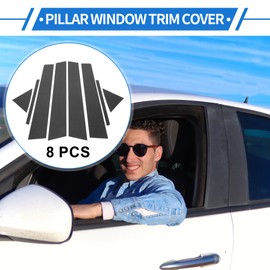 VekAuto 8 Pcs Door Pillar Window Trim for Hyundai Elantra 2017-2020 Carbon Fiber Pattern Black Front Rear Left Right Anti Scratch Sticker Pillar Posts Cover