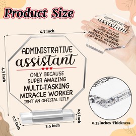 Yopyame Administrative Assistant Appreciation Gifts - Secretary Appreciation Day Gift Acrylic Keepsake Paperweight Clear Desk Decorative Sign Acrylic Plaque with Stand for Office Desk Table Shelf Home