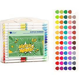 Acrylic Markers Set 60 Colours Art Craft Gift Holiday-related Dual Brush Pens for Coloring Colored Pens Drawing Pens Markers for Books Journaling Pens Water-Based Ink Quick-Drying Waterproof
