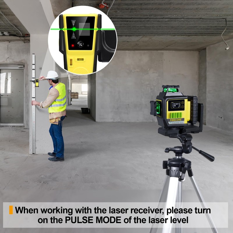 Firecore Laser Receiver for Green Laser Level, Two-Sided LCD Displays