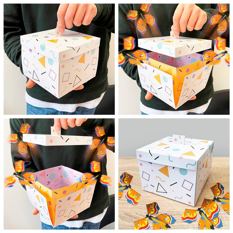 FETTIPOP Gift Box DIY Butterfly Explosion (White Yellow) 18.5 x