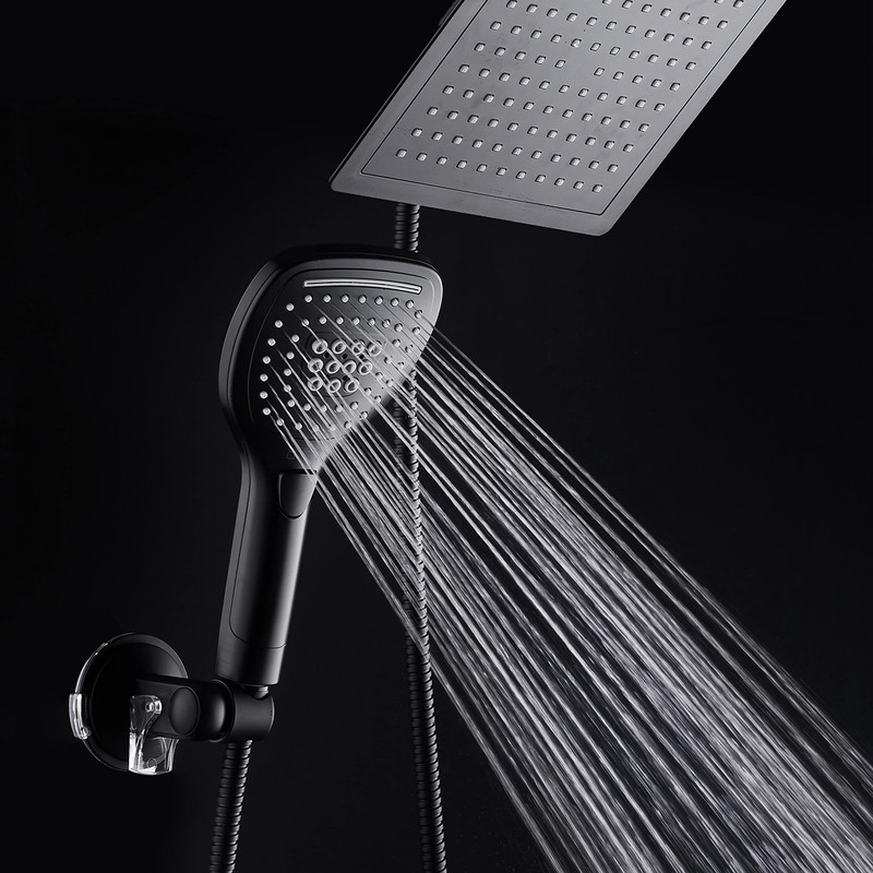 DreamSpa Ultra-Luxury 9" Rainfall Shower Head/Handheld Combo. Convenient Push-Button Flow