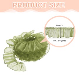 sourcing map 5.5 Yards Ruffle Lace Trim Ribbon 8cm/3" Pleated Organza Lace Edge Trim Sewing Lace Fabric Trim for DIY Craft Dress Clothing Wedding Gift Home Decoration, Green