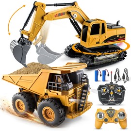 YongnKids 2 Pcs Large Rc Excavator Toy & Dump Truck for Kids Age 6+