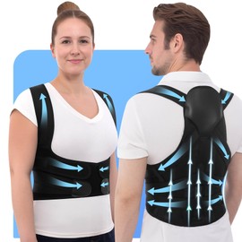 Zrughno Posture Corrector for Women and Men Back Brace Shoulder Straightener Adjustable Straps Hunchback Support Upright Instant Upper Correction Trainer Straight Fixer Under Clothes (Black, XX-Large)